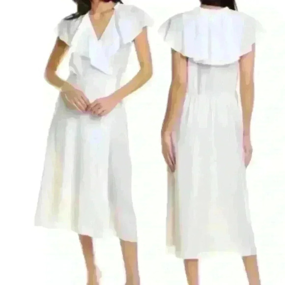 Vince NWT Flutter Sleeve Wrap Dress Women's Size XS White New!!! Summer beach - Picture 4 of 4